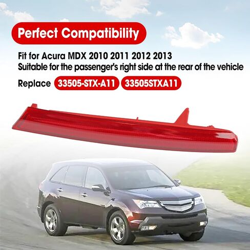 Rear Left Side Bumper Reflector Lamp Fit for Acura MDX 2010 2011 2012 2013 Replace 33555-STX-A11 33555STXA11 in Saudi Arabia