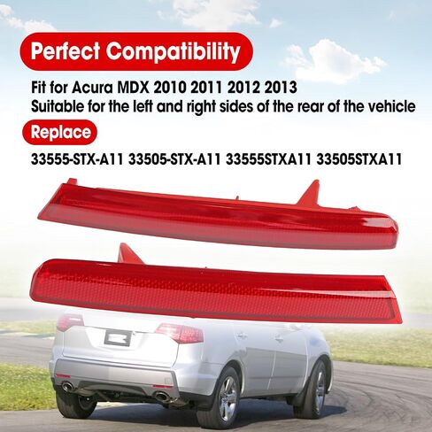 Rear Left Side Bumper Reflector Lamp Fit for Acura MDX 2010 2011 2012 2013 Replace 33555-STX-A11 33555STXA11 in Saudi Arabia