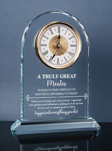 Mentor Gifts for Women Men, Thank You for Helping Me Grow, Elegant Glass Clock for Home Decoration, Retirement Appreciation Boss, Coworker, Teacher, Counselor, Coach, Supervisor in Saudi Arabia