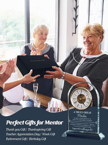 Mentor Gifts for Women Men, Thank You for Helping Me Grow, Elegant Glass Clock for Home Decoration, Retirement Appreciation Boss, Coworker, Teacher, Counselor, Coach, Supervisor in Saudi Arabia