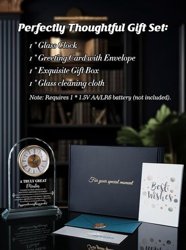 Mentor Gifts for Women Men, Thank You for Helping Me Grow, Elegant Glass Clock for Home Decoration, Retirement Appreciation Boss, Coworker, Teacher, Counselor, Coach, Supervisor in Saudi Arabia
