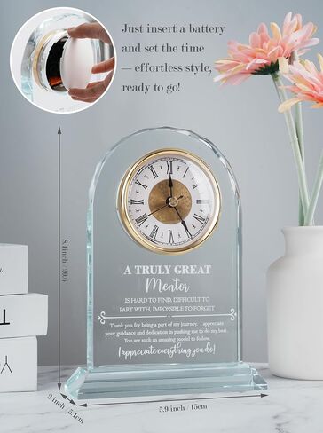 Mentor Gifts for Women Men, Thank You for Helping Me Grow, Elegant Glass Clock for Home Decoration, Retirement Appreciation Boss, Coworker, Teacher, Counselor, Coach, Supervisor in Saudi Arabia