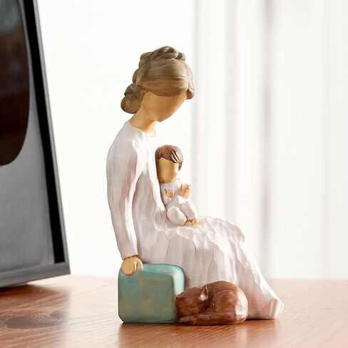 نان زاي نان فانغ هدايا للأم من ابنة الأم ابنة تمثال 5.5 "الراتنج رسمت باليد النحت عيد الأم عيد ميلاد الشكر للأمهات ديكور المنزل التماثيل in Kuwait