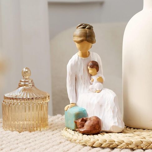 نان زاي نان فانغ هدايا للأم من ابنة الأم ابنة تمثال 5.5 "الراتنج رسمت باليد النحت عيد الأم عيد ميلاد الشكر للأمهات ديكور المنزل التماثيل in Kuwait