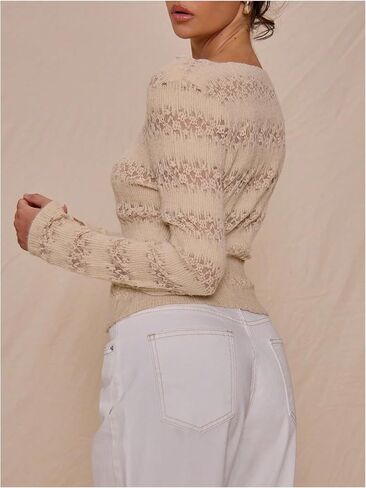 MakeMeChic Women's Elegant Boat Neck Sweater Tie Long Sleeve Knit Pullover Tops in Saudi Arabia