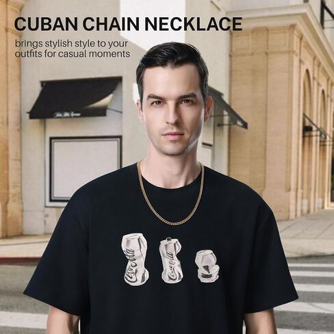 سلسلة ربط كوبية للرجال من الفولاذ المقاوم للصدأ، قلادة سلسلة ميامي كوبية ذهبية/فضية، عرض 4 مم/6 مم، لا تشويه ومتين مجوهرات الهيب هوب للرجال، 18 بوصة/20 بوصة/22 بوصة/24 بوصة، أرسل صندوق هدايا in Saudi Arabia
