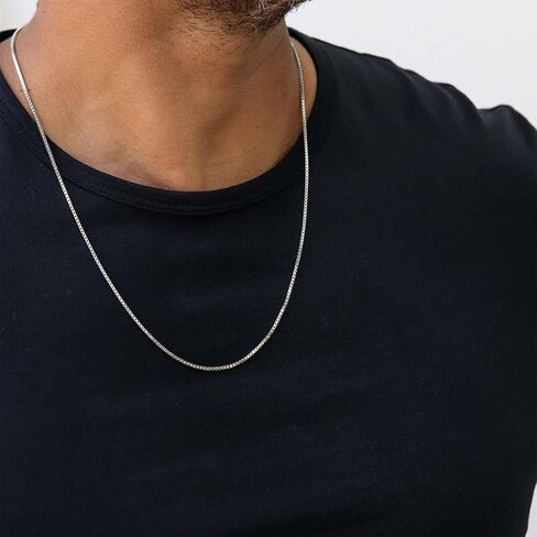 Box Chain Sterling Silver Box Chain Necklace for Men 0.8mm 1mm 1.5mm 2mm 3mm Italian Chain for Men Women in Saudi Arabia