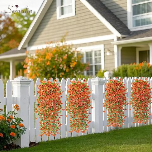Serwalin 4PCS Artificial Mums for Outdoors, Realistic Silk Artificial Fall Flowers for Outside, Patio, Garden, Porch, Window（Fall Orange,4PCS in Saudi Arabia