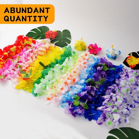 36 Pcs Leis for Luau Party Decorations, Hawaiian Leis Party Favors,Hawaiian Party Decorations,Colorful Flower Necklace, Luau Party Favors Supplies,Tropical Summer Beach Theme Decor(3 Dozen) in Saudi Arabia