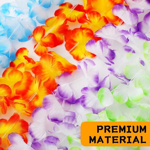 36 Pcs Leis for Luau Party Decorations, Hawaiian Leis Party Favors,Hawaiian Party Decorations,Colorful Flower Necklace, Luau Party Favors Supplies,Tropical Summer Beach Theme Decor(3 Dozen) in Saudi Arabia