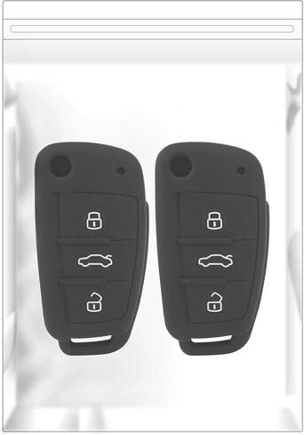 TOMALL Silicone Key Cover Black for A3 A4 A6 A8 TT Q7 3 Buttons Smart Remote Key (Pack of 2) in Saudi Arabia