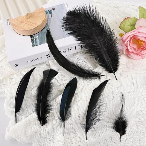 FeelfunFeather 300 pcs Small Feathers - 10 Style Mixed Spotted Decorative Natual Pheasant Feather for DIY Crafts Clothing Jewelry Hair Decoration in Kuwait