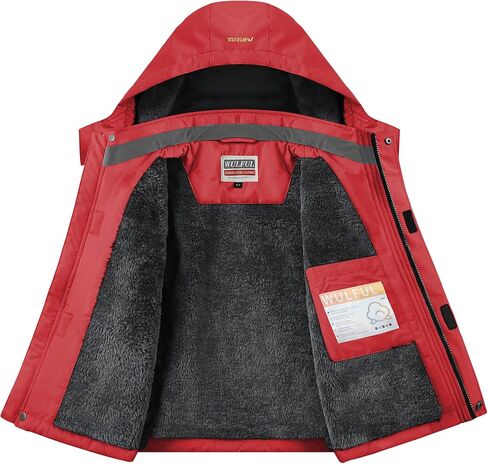 WULFUL Boy’s Waterproof Ski Snow Jacket Winter Thick Fleece Jacket Outdoor Windproof Coat in Saudi Arabia