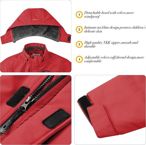 WULFUL Boy’s Waterproof Ski Snow Jacket Winter Thick Fleece Jacket Outdoor Windproof Coat in Saudi Arabia