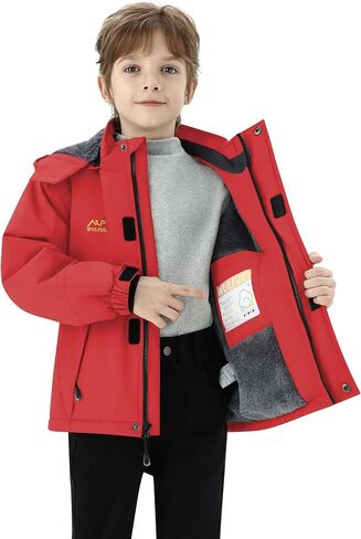 WULFUL Boy’s Waterproof Ski Snow Jacket Winter Thick Fleece Jacket Outdoor Windproof Coat in Saudi Arabia