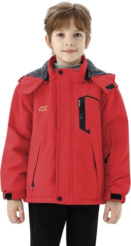 WULFUL Boy’s Waterproof Ski Snow Jacket Winter Thick Fleece Jacket Outdoor Windproof Coat in Saudi Arabia