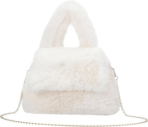 Fluffy Tote Bag for Woman Plush Shoulder Handbag Furry Faux Fur Purse for Winter in Kuwait