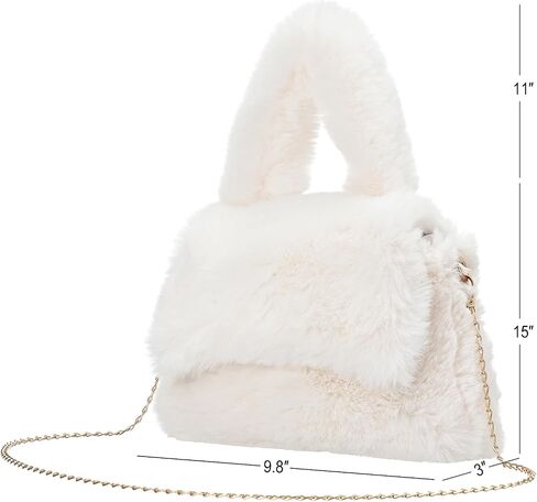 Fluffy Tote Bag for Woman Plush Shoulder Handbag Furry Faux Fur Purse for Winter in Kuwait