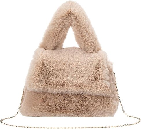 Fluffy Tote Bag for Woman Plush Shoulder Handbag Furry Faux Fur Purse for Winter in Kuwait