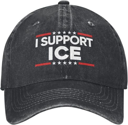 قبعة I Support Ice Hat I Stand with Ice Hat Trucker للرجال والنساء باللون الأسود in Kuwait