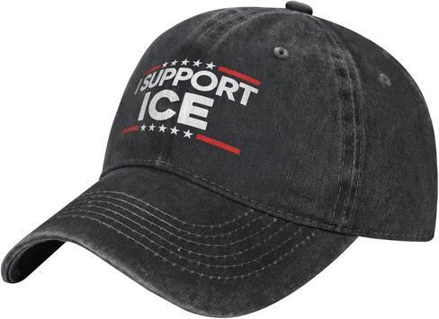 قبعة I Support Ice Hat I Stand with Ice Hat Trucker للرجال والنساء باللون الأسود in Kuwait