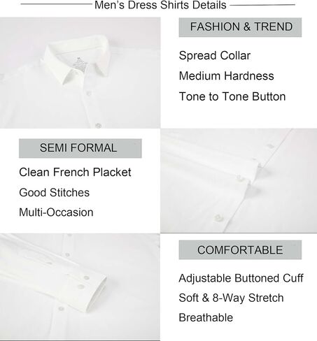 قمصان Alex Vando الرجالية 8-Way Super Stretch French Placket Business Button Down Shirt للرجال in Kuwait