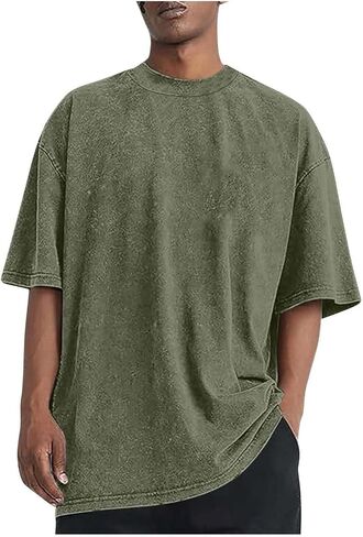 Oversized Tshirts for Men Vintage Graphic Tees Short Sleeve Big and Tall Work Tops Casual Acid Wash Tshirts Men Streetwear in Saudi Arabia