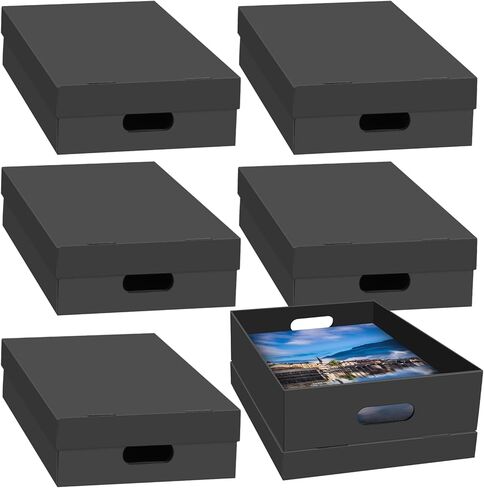 6PCS Photo Storage Box for 4"x6" Photos,10.6“ x 6.7“ x 4.7“ Picture Box Store and Protect Pictures,Documents Black in Kuwait