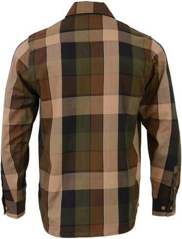 Milwaukee Leather MNG11667 Men's Brown and Beighe Long Sleeve Cotton Flannel Shirt in Saudi Arabia