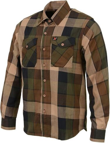 Milwaukee Leather MNG11667 Men's Brown and Beighe Long Sleeve Cotton Flannel Shirt in Saudi Arabia