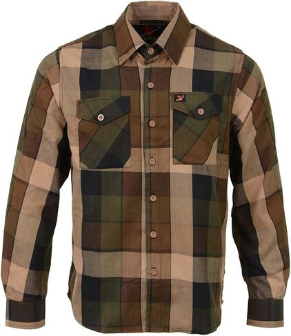 Milwaukee Leather MNG11667 Men's Brown and Beighe Long Sleeve Cotton Flannel Shirt in Saudi Arabia