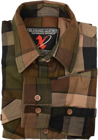 Milwaukee Leather MNG11667 Men's Brown and Beighe Long Sleeve Cotton Flannel Shirt in Saudi Arabia