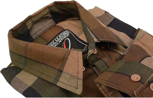 Milwaukee Leather MNG11667 Men's Brown and Beighe Long Sleeve Cotton Flannel Shirt in Saudi Arabia