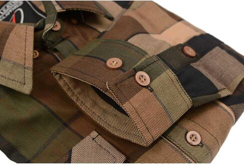 Milwaukee Leather MNG11667 Men's Brown and Beighe Long Sleeve Cotton Flannel Shirt in Saudi Arabia