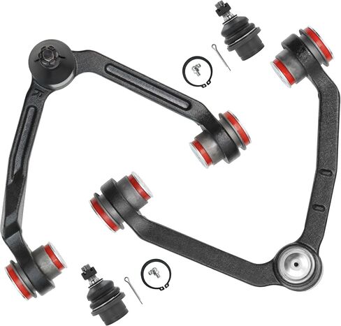 طقم تعليق أمامي مكون من 4 قطع لسيارة الدفع الرباعي Ford F-150 1997-2003، F-250 1997-1999، Ford Expedition 1997-2002، Lincoln Navigator 1998-2002، 2 ذراع تحكم علوي، 2 مفاصل كروية سفلية، استبدال جلبة PU in Saudi Arabia