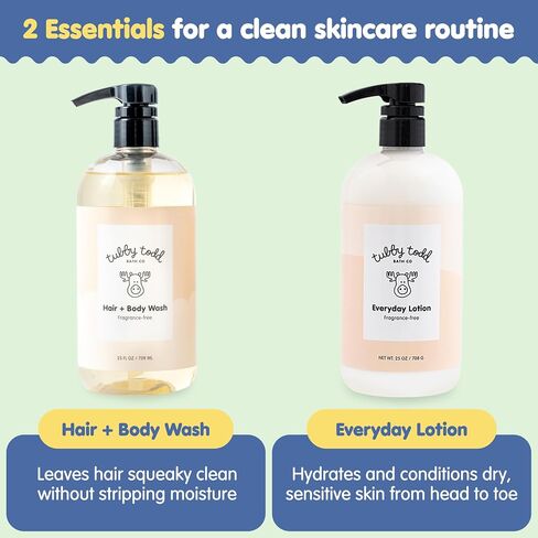 Tubby Todd's Baby Body Wash and All Over Ointment Eczema Set | Gentle, Hypoallergenic Skincare for Newborns and Toddlers, 25 oz, Fragrance-Free in Saudi Arabia