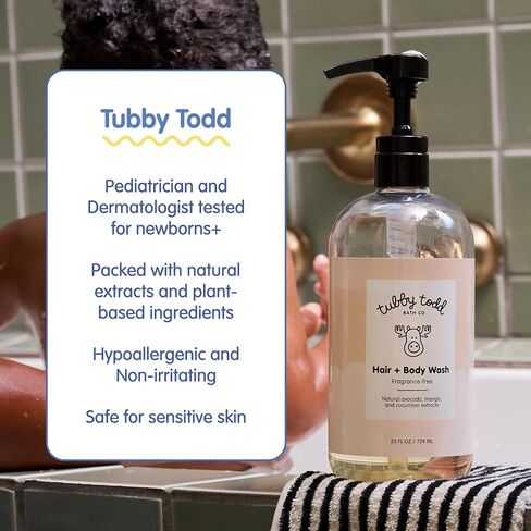 Tubby Todd's Baby Body Wash and All Over Ointment Eczema Set | Gentle, Hypoallergenic Skincare for Newborns and Toddlers, 25 oz, Fragrance-Free in Saudi Arabia