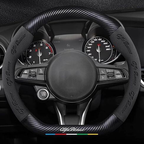 أغطية عجلة قيادة السيارة، لسيارة ألفا روميو ستيلفيو SUV 2017-2022، مضادة للانزلاق ومتينة وجيدة التهوية، ملحقات داخلية للسيارات، أسود in Saudi Arabia