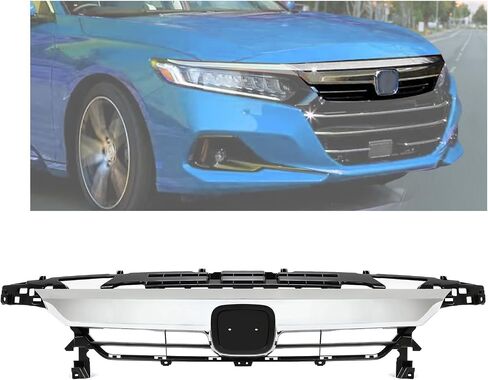 KUAFU Front Lower Grille Grill Compatible with 2021-2022 Honda Accord Chrome+Painted Bumper Grille Silvery+Black in Saudi Arabia