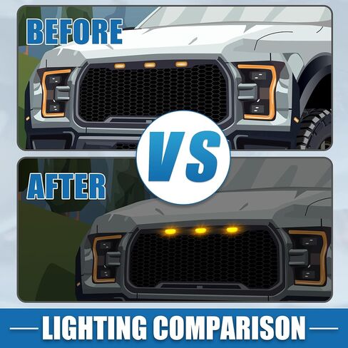 Grill LED Light Front Grille Lights for Ford F150 F250 F350 2004-2019 Amber Light (Set of 3) in Saudi Arabia