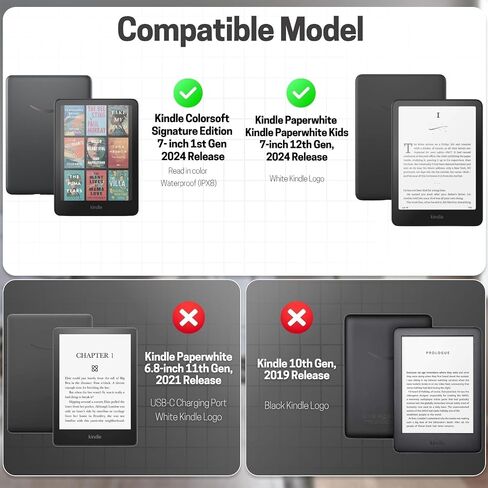 حافظة TNP لجهاز Kindle Paperwhite الجيل الثاني عشر 2024 / Kindle Colorsoft Signature Edition - حافظة حماية مطوية من جلد البولي يوريثان مقاس 7 بوصات لجهاز Kindle Paperwhite Kids مع خاصية النوم/الاستيقاظ التلقائي، أزرق in Saudi Arabia