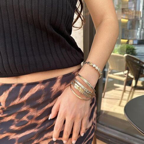Gold and Silver Chunky Bangles for Women Non Tarnish Stackable Jewelry Gift fall fashion jewelry womens fashion in Saudi Arabia