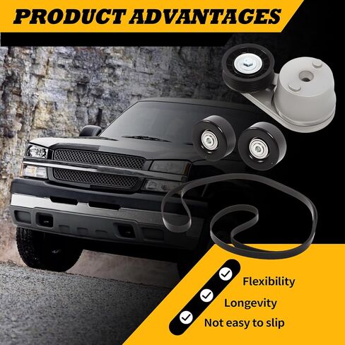 90K-38172 Serpentine Belt Drive Component Kit Compatible with Silverado 3500 6.6L 02-06 K061195HD in Saudi Arabia