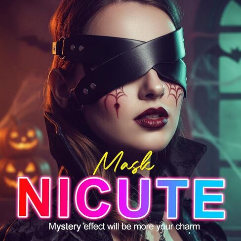 Nicute Women Leather Masquerade Mask Halloween Black Eye Mask for Cosplay Party Mask Costume Accessory in Kuwait