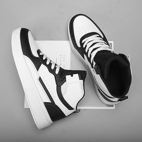 Men's Fashion High Top Leather Street Sneakers Sports Casual Shoes in Saudi Arabia