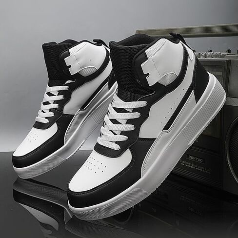 Men's Fashion High Top Leather Street Sneakers Sports Casual Shoes in Saudi Arabia