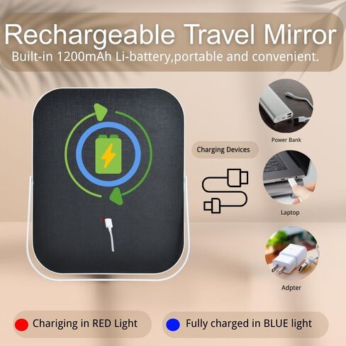 LED Makeup Mirror 8x10 Rechargeable with 3 Color Settings, Touch Control, Portable & Cord-Free Vanity Mirror, Premium Metal Frame, Gift-Ready for Travel Mirror White in Saudi Arabia
