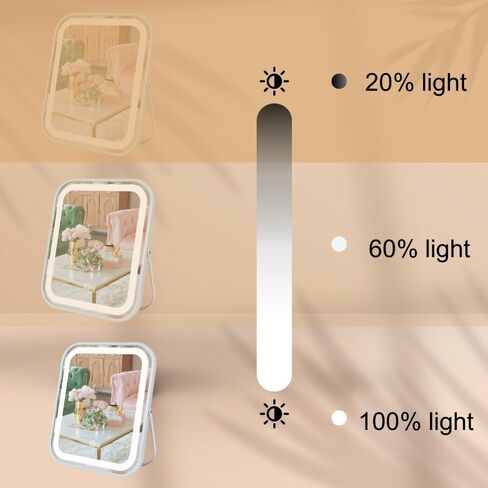 LED Makeup Mirror 8x10 Rechargeable with 3 Color Settings, Touch Control, Portable & Cord-Free Vanity Mirror, Premium Metal Frame, Gift-Ready for Travel Mirror White in Saudi Arabia