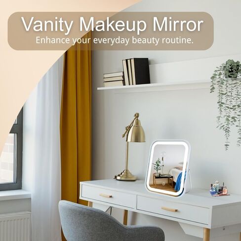 LED Makeup Mirror 8x10 Rechargeable with 3 Color Settings, Touch Control, Portable & Cord-Free Vanity Mirror, Premium Metal Frame, Gift-Ready for Travel Mirror White in Saudi Arabia