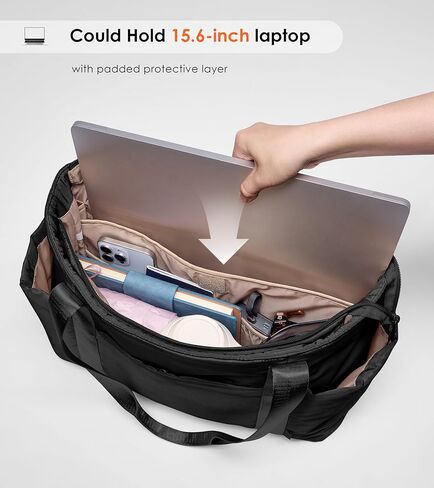 حقيبة كبيرة للنساء بسحاب، حقيبة عمل منتفخة خفيفة الوزن مع مقصورات، حقيبة كتف للنساء للعمل والسفر in Kuwait